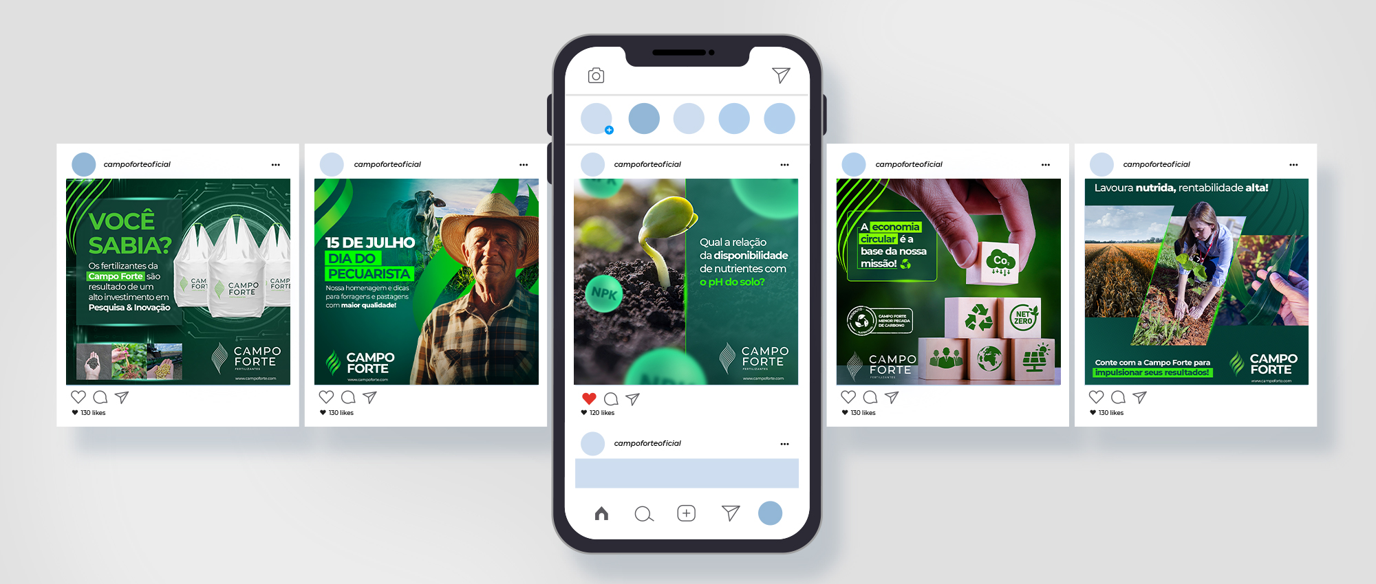 Posts para redes sociais da Campo Forte Fertilizantes