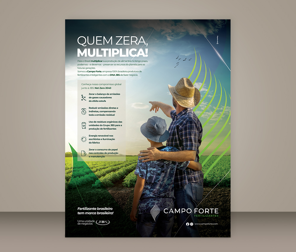 Anúncio de revista para campanha da Campo Forte Fertilizantes