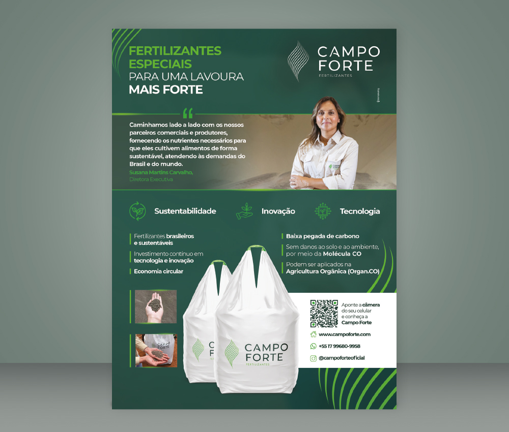 Anúncio de revista para campanha da Campo Forte Fertilizantes